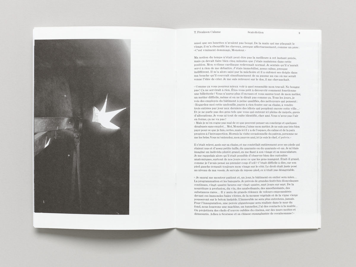 T. Freakson Calame, SCATOFICTION, Before publication 13, éd. du CEC, Genève, 2025 © Sandra Pointet